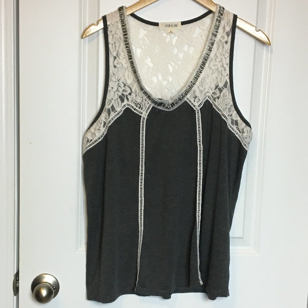 Taylor & Sage Lace & Bead Tank Top